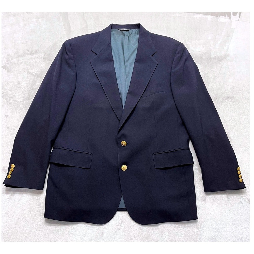 VTG Polo University Club Ralph Lauren Blazer Men 42R Navy Wool Gold Button USA